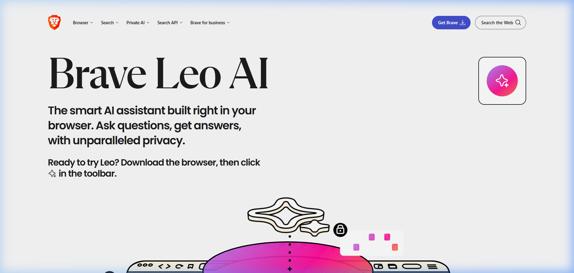 Brave Leo privacy-first AI browser assistant integrated directly into the browser sidebar.