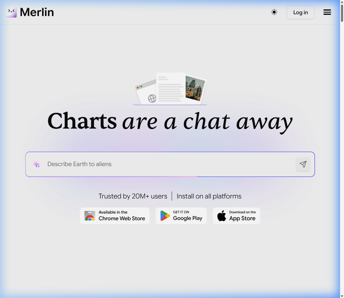 Merlin AI clean search & chat overlay for instant web page queries across top AI models.