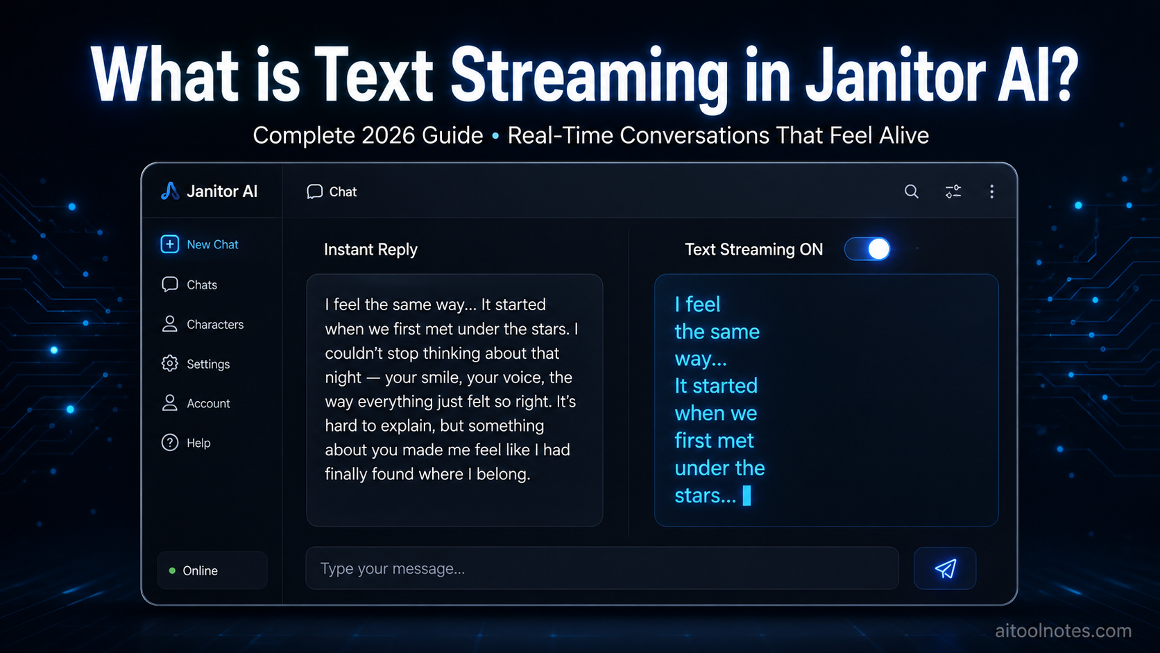 What is Text Streaming in Janitor AI? (Complete 2026 Guide)