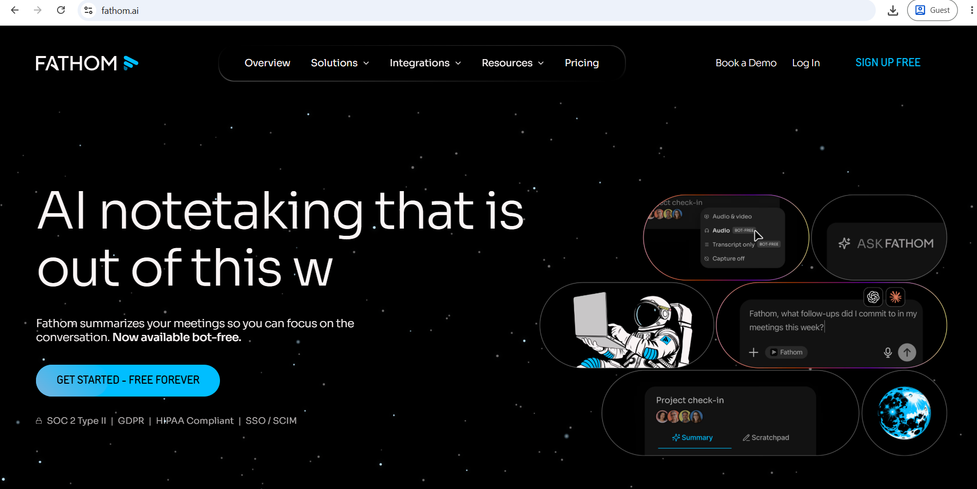 Fathom AI Meeting Notetaker Interface Screenshot