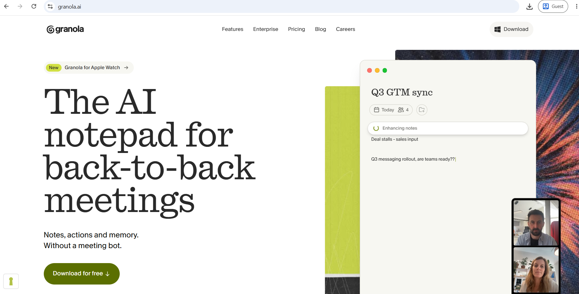 Granola AI Meeting Note Tool Interface Screenshot